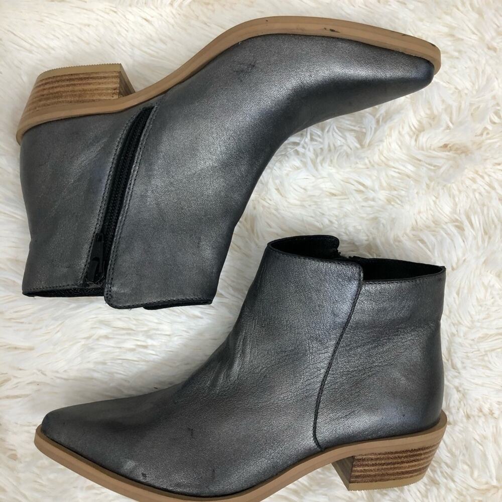 Shyanne Pewter Gray Leather Booties 6 - Picture 3 of 7